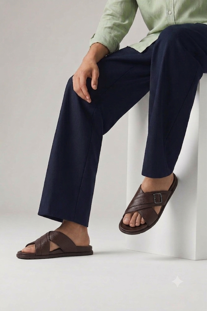 Men's Criss-Cross Textured Slide Slippers