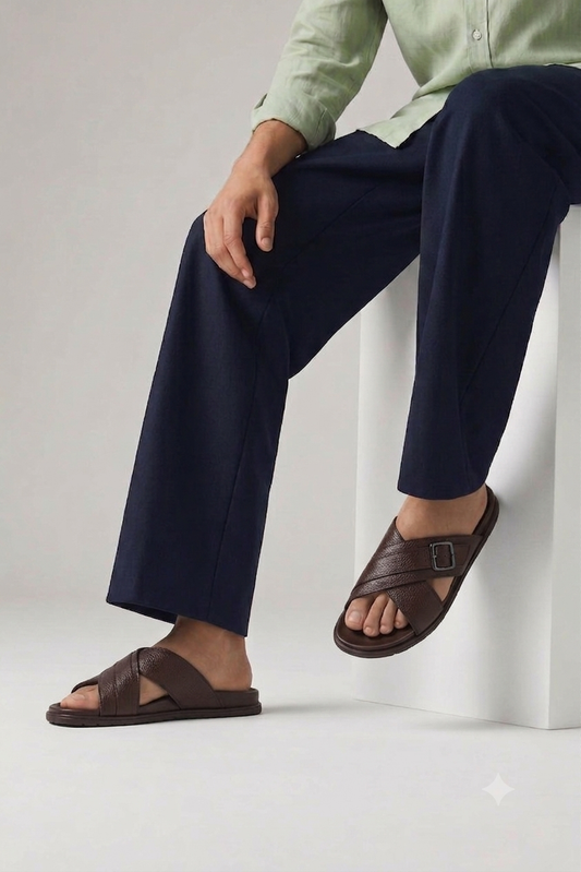Men's Criss-Cross Textured Slide Slippers