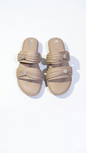 Elegant Ruched Dual-Strap Embellished Slides