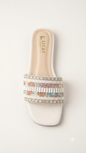Women's White Embroidered Slide Sandals