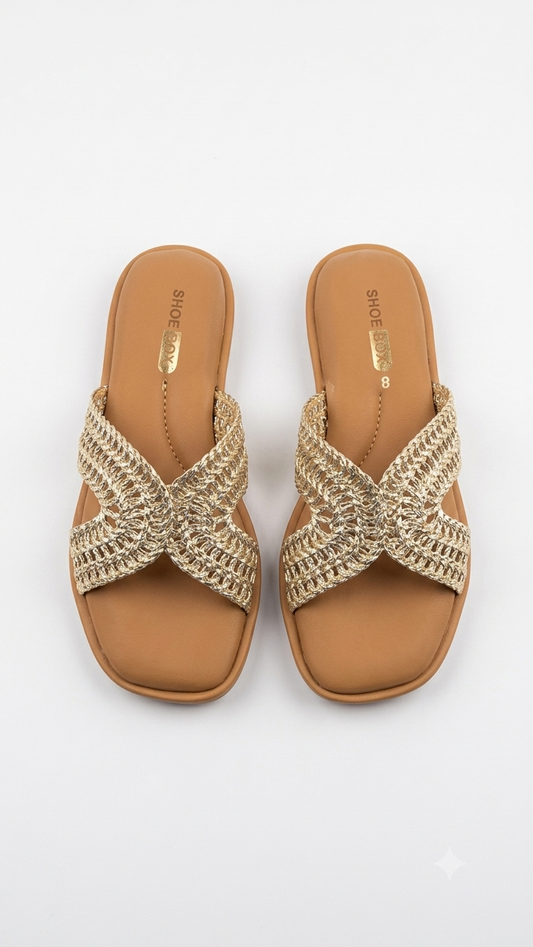 Woven Criss-Cross Slide Slippers