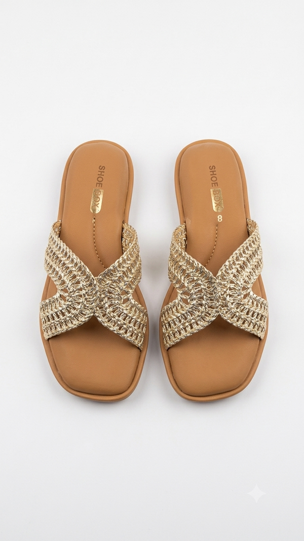 Woven Criss-Cross Slide Slippers